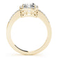 Single Row Emerald Cut Halo Engagement Ring
