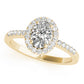 Single Row Oval Shape Halo Engagement Ring