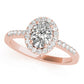 Single Row Oval Shape Halo Engagement Ring