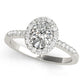 Single Row Oval Shape Halo Engagement Ring