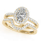 Single Row Oval Shape Halo Engagement Ring