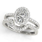 Single Row Oval Shape Halo Engagement Ring