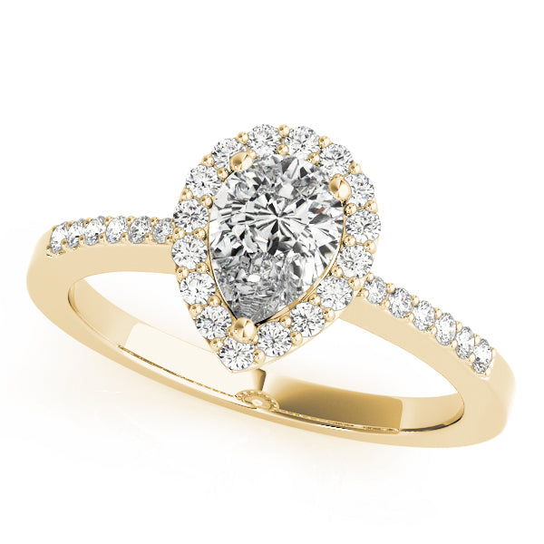Single Row Accented Halo Engagement Ring