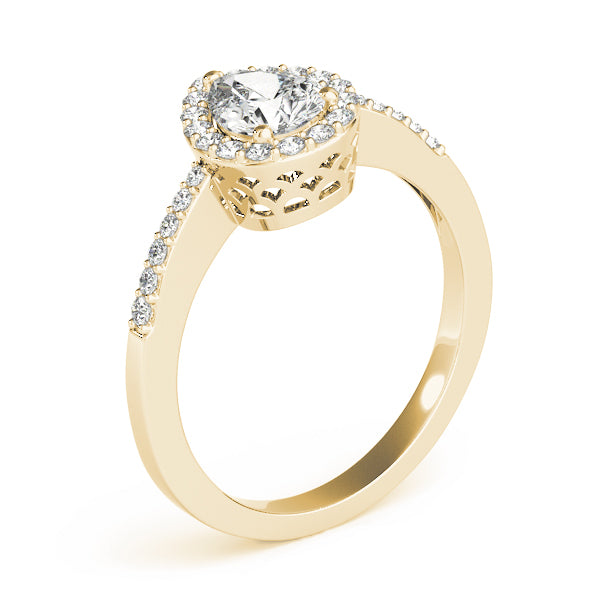 Single Row Accented Halo Engagement Ring