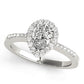 Single Row Accented Halo Engagement Ring