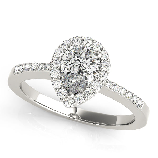 Single Row Accented Halo Engagement Ring