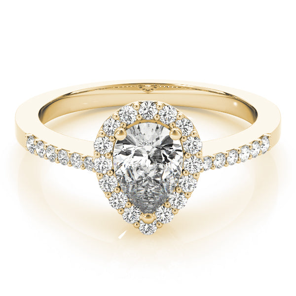 Single Row Accented Halo Engagement Ring