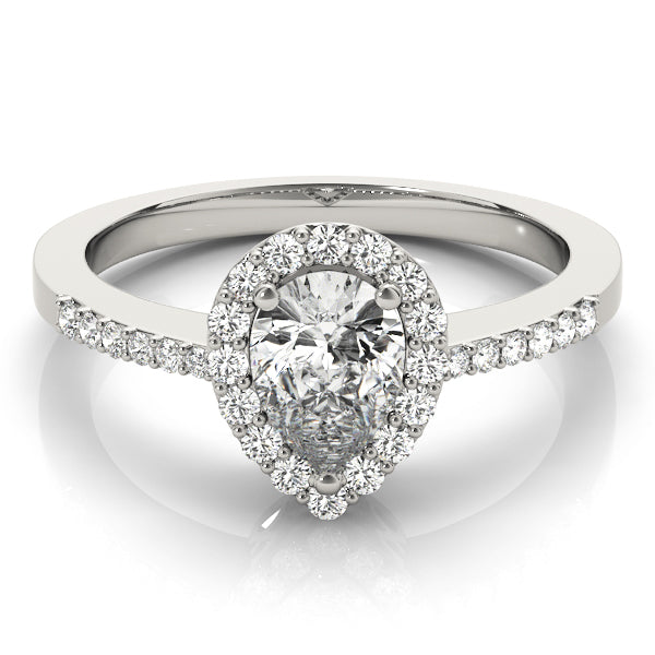Single Row Accented Halo Engagement Ring