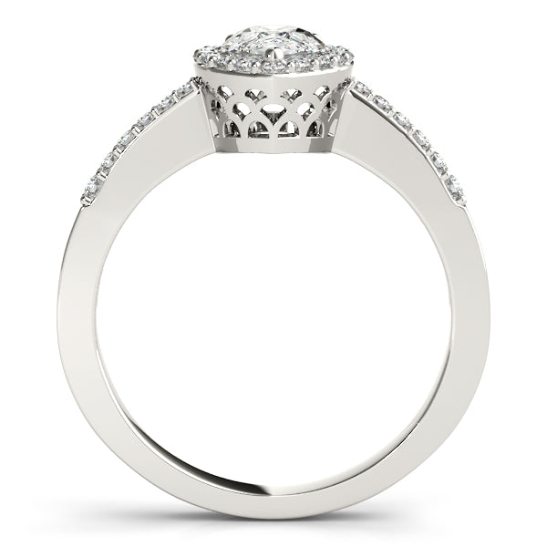 Single Row Accented Halo Engagement Ring