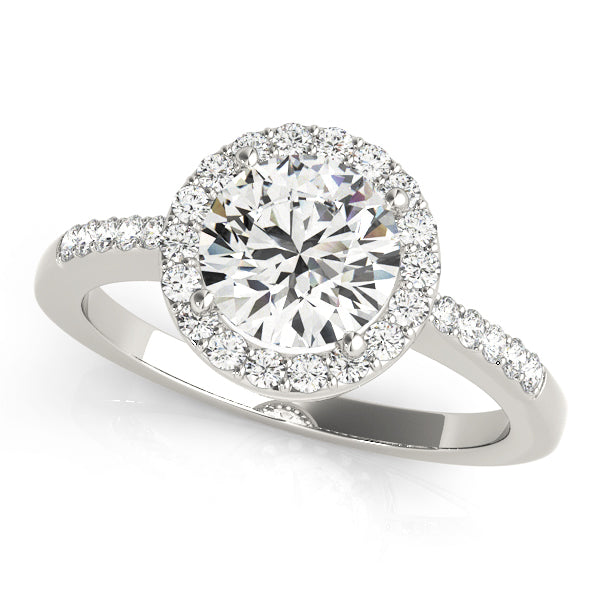 Single Row Halo Engagement Ring
