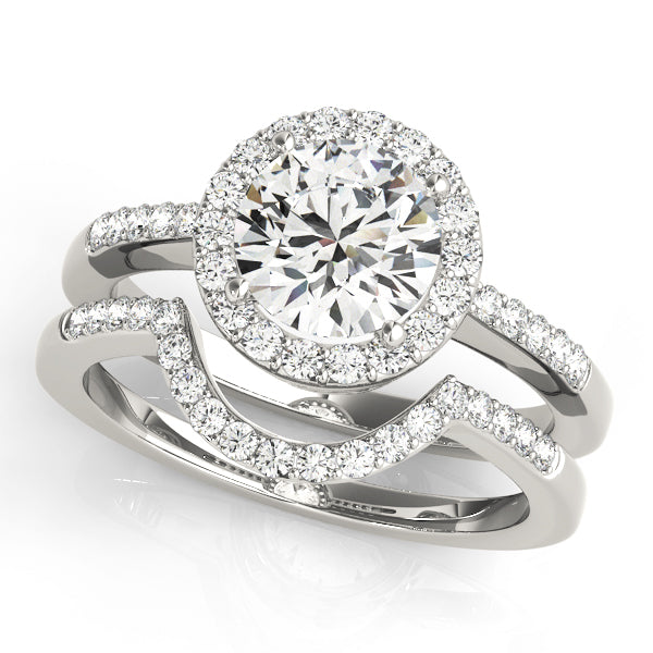 Single Row Halo Engagement Ring