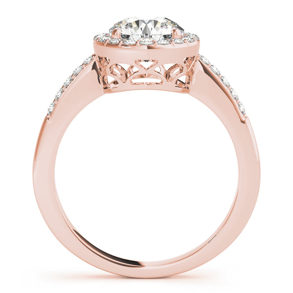 Single Row Halo Engagement Ring
