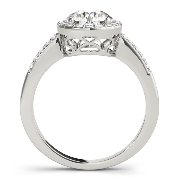 Single Row Halo Engagement Ring