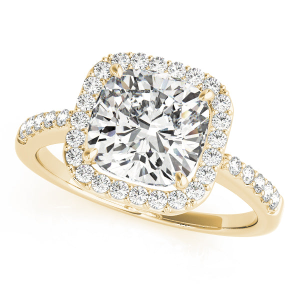Single Row Halo Cushion Shape Engagement Rings