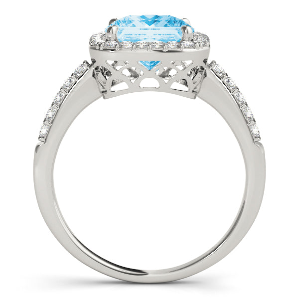 Single Row Halo Cushion Shape Engagement Rings