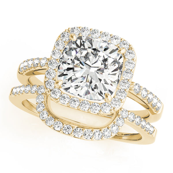 Single Row Halo Cushion Shape Engagement Rings