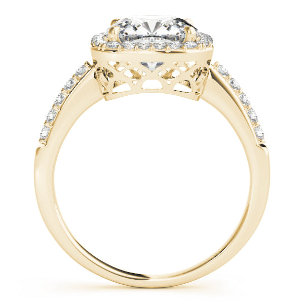 Single Row Halo Cushion Shape Engagement Rings