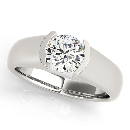 Half Bezel Solitaire Engagement Ring