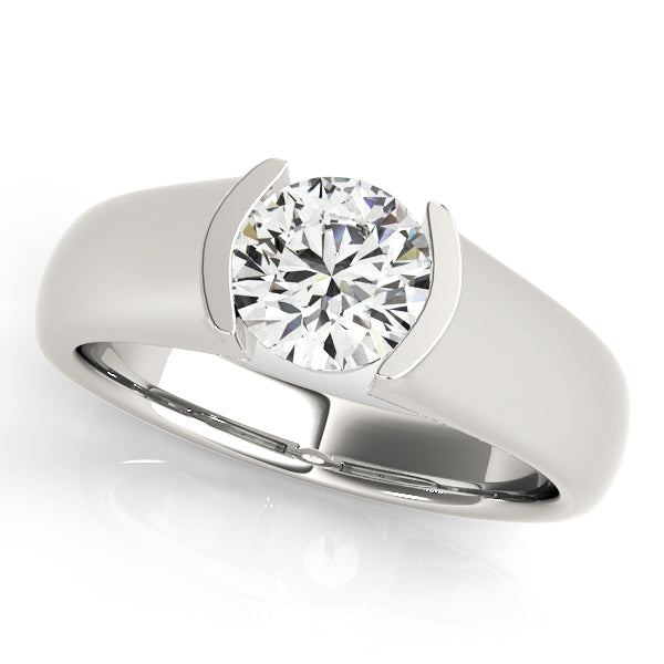 Half Bezel Solitaire Engagement Ring