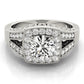 Antique Style Halo Milgrain Split Shank Engagement Ring