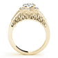 Antique Style Halo Milgrain Split Shank Engagement Ring