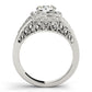 Antique Style Halo Milgrain Split Shank Engagement Ring