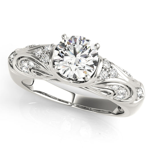 Antique Style Filigree Solitaire Engagement Rings