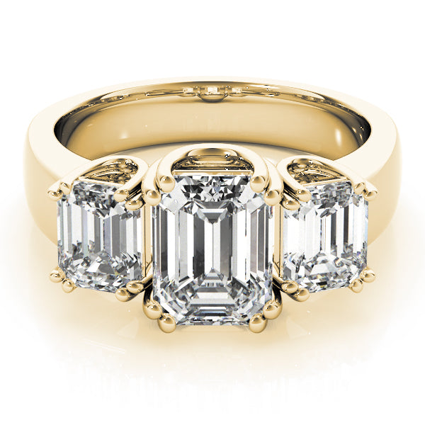 3-Stone Double Prong Emerald Cut Engagement Rings