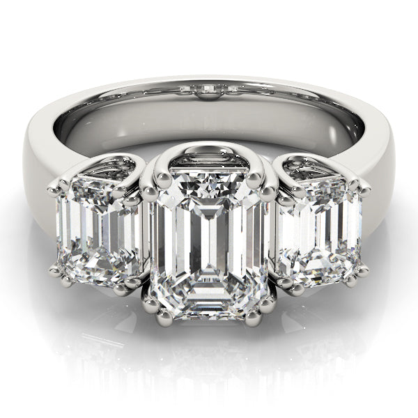 3-Stone Double Prong Emerald Cut Engagement Rings