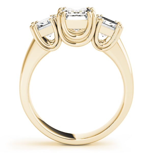 3-Stone Double Prong Emerald Cut Engagement Rings