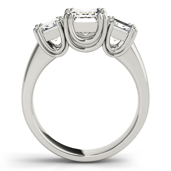 3-Stone Double Prong Emerald Cut Engagement Rings