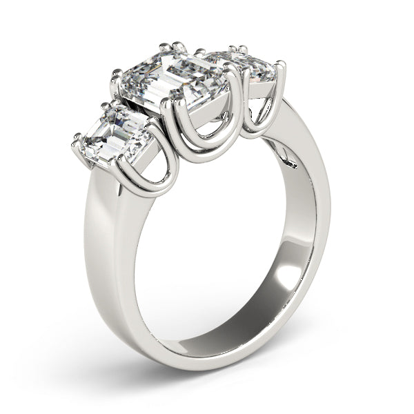 3-Stone Double Prong Emerald Cut Engagement Rings