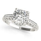 Single Row Cushion Cut Halo Engagement Ring