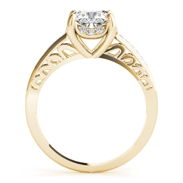 Single Row Cushion Cut Halo Engagement Ring