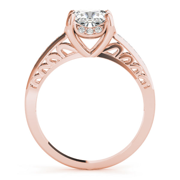 Single Row Cushion Cut Halo Engagement Ring