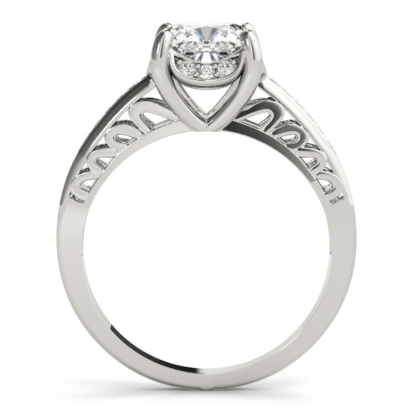 Single Row Cushion Cut Halo Engagement Ring