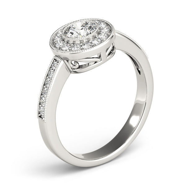 Vintage Style Milgrain Halo Engagement Rings