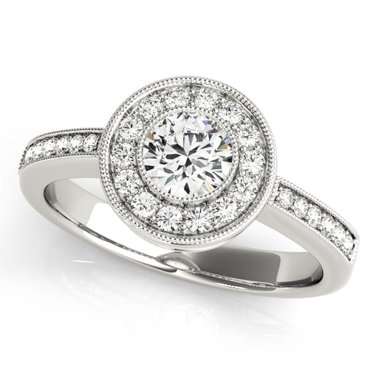 Vintage Style Milgrain Halo Engagement Rings