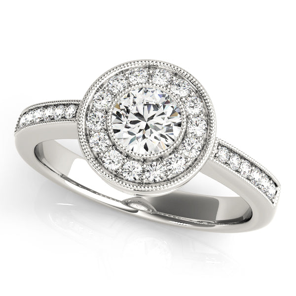 Vintage Style Milgrain Halo Engagement Rings
