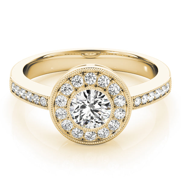 Vintage Style Milgrain Halo Engagement Rings