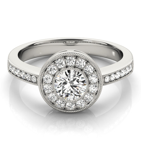 Vintage Style Milgrain Halo Engagement Rings