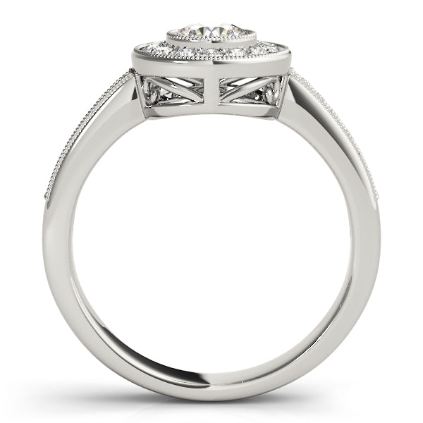 Vintage Style Milgrain Halo Engagement Rings