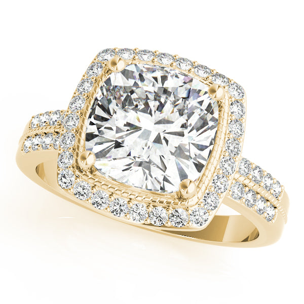 Double Row Cushion Halo Engagement Ring