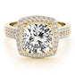 Double Row Cushion Halo Engagement Ring