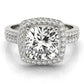 Double Row Cushion Halo Engagement Ring