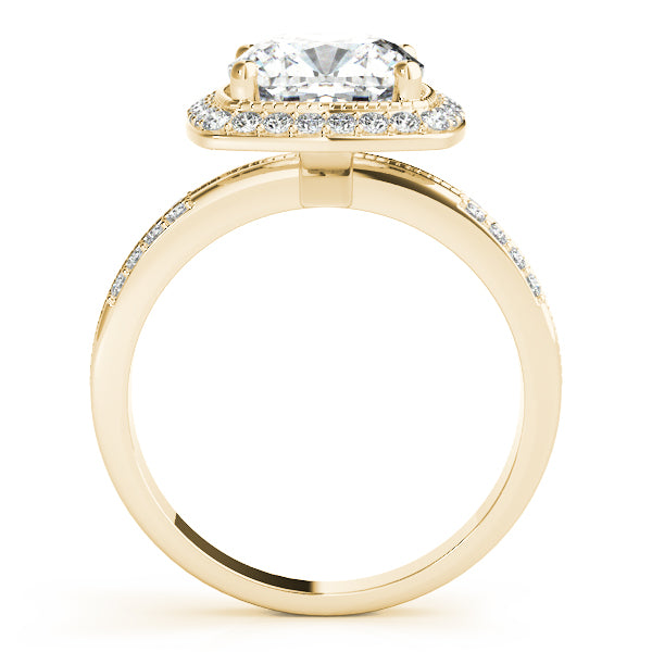 Double Row Cushion Halo Engagement Ring