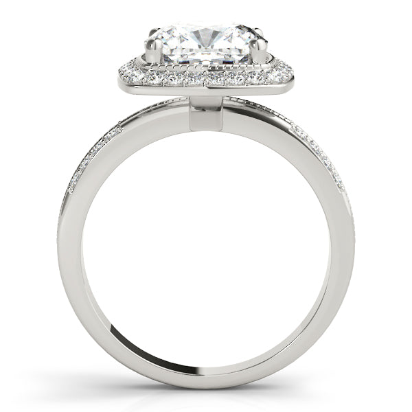 Double Row Cushion Halo Engagement Ring