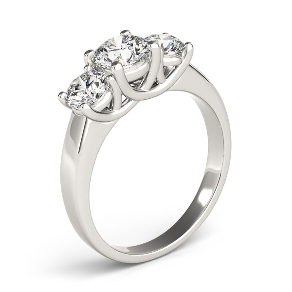3-Stone Prong Set Trellis Engagement Ring