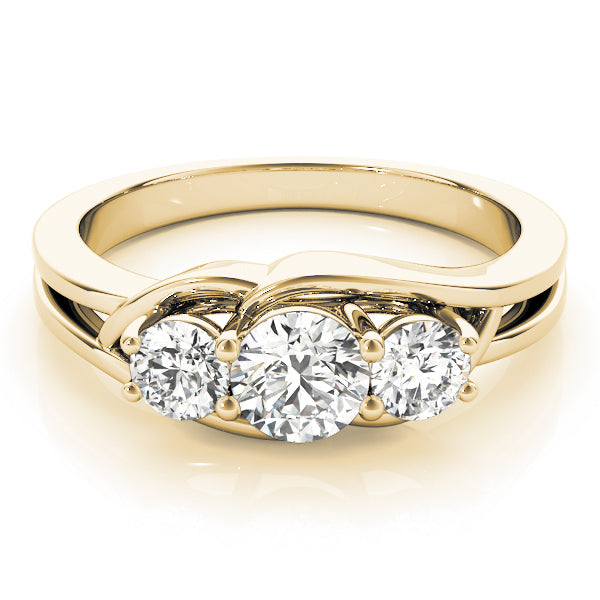 3-Stone Round Split Shank Engagement Ring