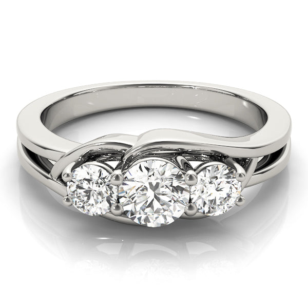 3-Stone Round Split Shank Engagement Ring